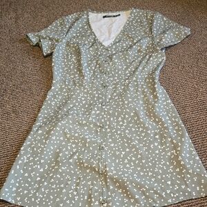 Missguided Sage Green Polka Dot Midi Dress